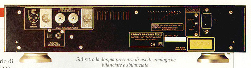 Sul retro la doppia presenza di uscite analogiche bilanciate e sbilanciate.
