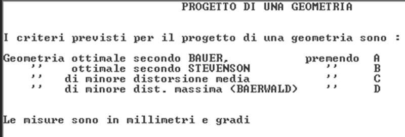 Figura 1. Menu di Geotone per il progetto della geometria di un braccio fonografico.