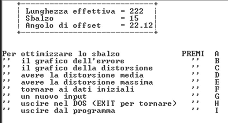Figura 6. Menu di Geotone per la verifica/ ottimizzaziane della geometria di un braccio fonografico.